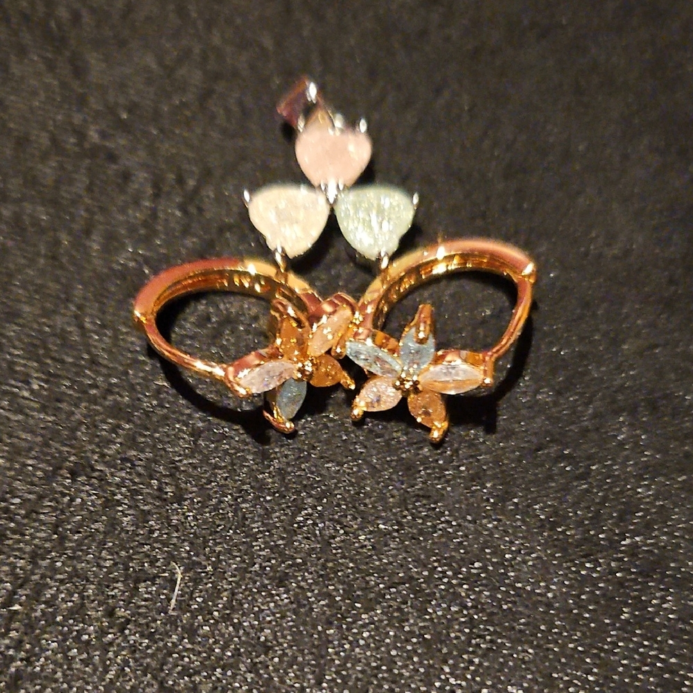 Pretty Bird Gold and Silver Floral Earrings
